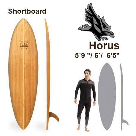 Tabla de surf de madera Horus tipo Shortboard